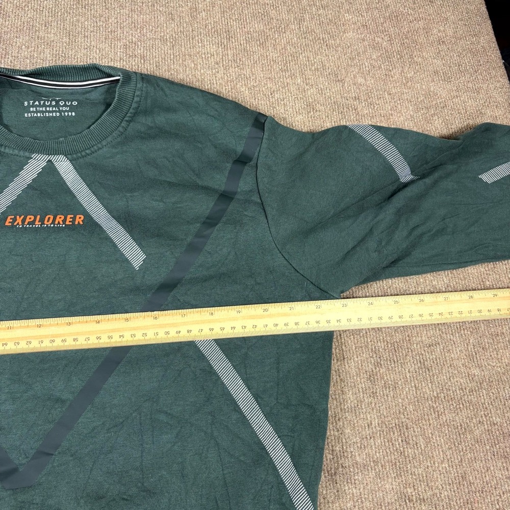 Status Quo Sweatshirt Men Large Green Graphic Explorer Pullover Outdoor Gorpcore - Picture 6 of 10